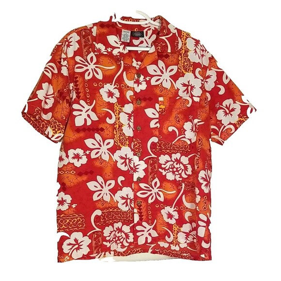 Vintage Maui Trading Company Hawaiian Shirt Mens Red Floral Pattern Size M   T38 - Picture 1 of 4